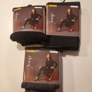 3 Pairs of NWT West Loop Fleece Leggings ~ Black & Dark Grey